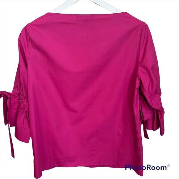Banana Republic Blouse Womens Small Pink Cotton Open Sleeve Ruffle Sleeve Top - Picture 2 of 6